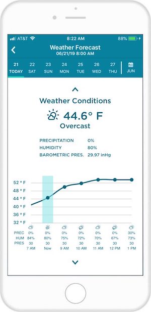 Screenshot of weather forecast