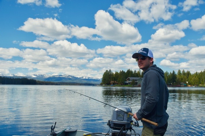 Man on lake fishing