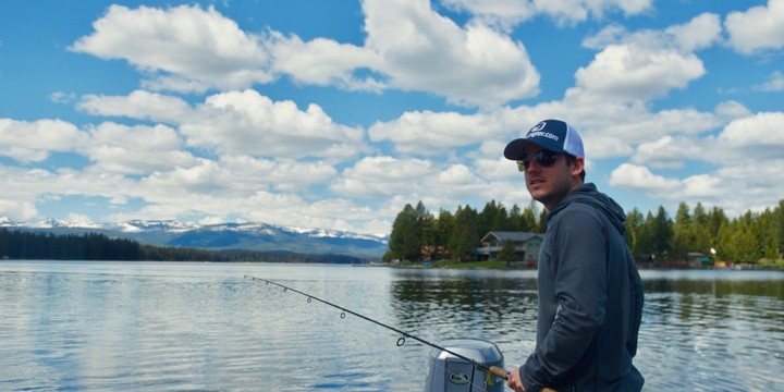 Man on lake fishing