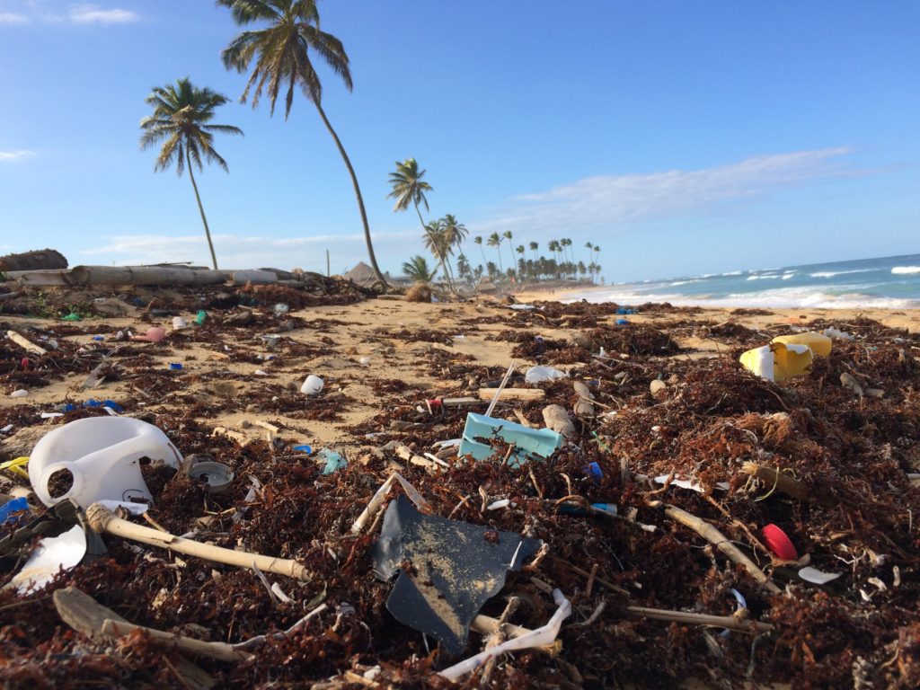 Trash on a beach